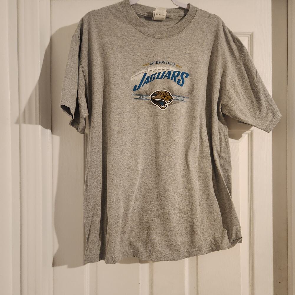 NFL Jacksonville Jaguars Men's Shirt Short Sleeve Grey With Jauguar Logo L